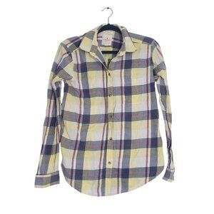 American Eagle Womens Boyfriend Fit Plaid Button Down Shirt Size M Cotton Preppy